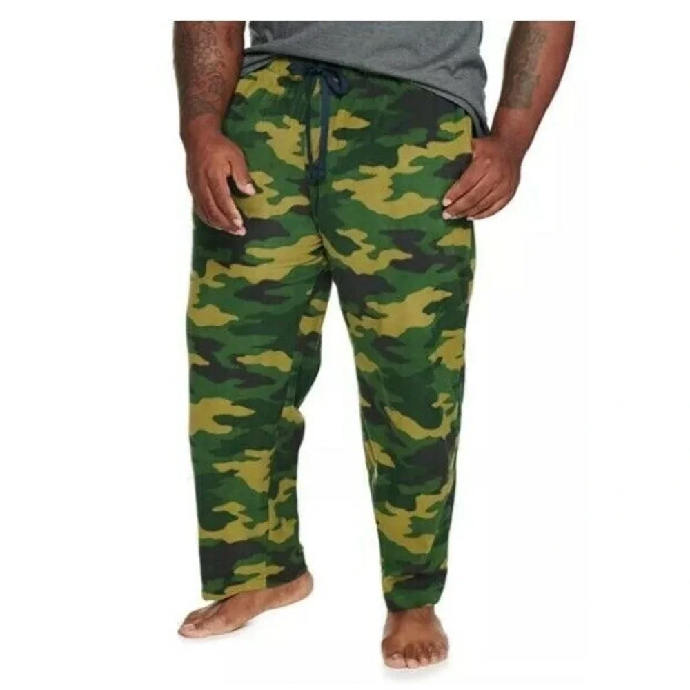 Sonoma Pajama Pants Men 2xb Big and Tall Elastic Waist Pockets Microfleece Camo